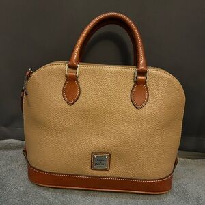 Dooney & Bourke Pebble Grain Zip Zip Satchel in a tan and brown
